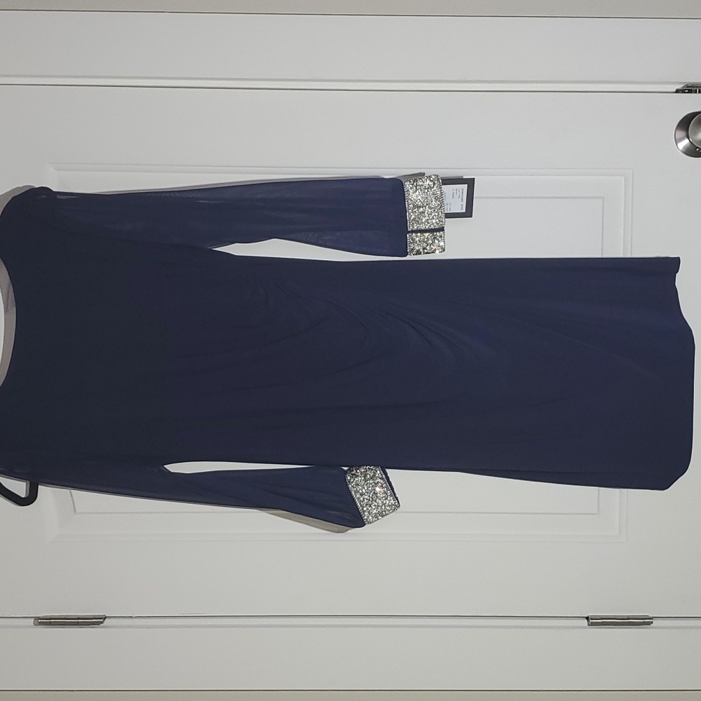 Marina Mid Length Open back navy dress